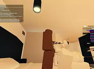 In roblox porn, whore rides monster cock for creampie