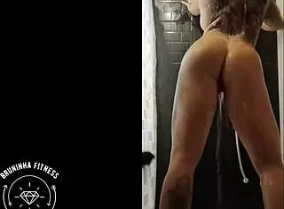 redhead depilates wet pussy in shower