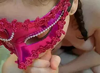 another cute blowjob from masked student!