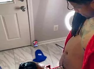 Slutty ebony postal worker takes monster cock deepthroat rough