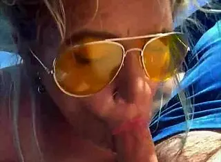 Cheating Blonde Whore Sucks Cock And Takes Facial Outdoors In Public