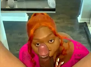 Pornstar gives HEAD on the STAIRS