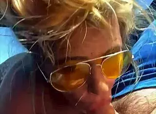 Cheating Blonde Whore Sucks Cock And Takes Facial Outdoors In Public