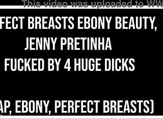Jenny Pretinha Takes Four Monster Cocks in Anal