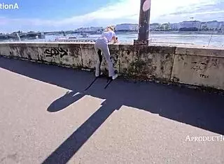 Wetting Pussy In Public Toilet And Outdoor Sport