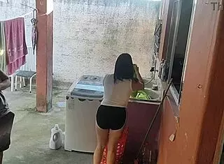 maid helps with workout after wife leaves
