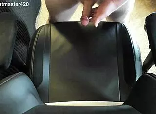 i'm a redhead teen masturbating with a huge cock in the bedroom, massive cummm spray close up.