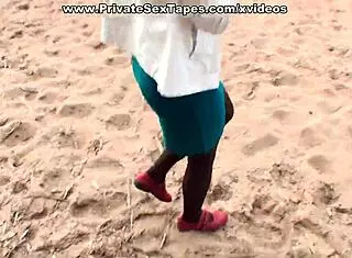 Is my hot girlfriend giving head and fucking on the beach?