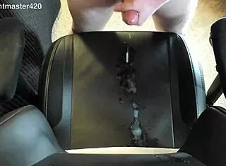 i'm a redhead teen masturbating with a huge cock in the bedroom, massive cummm spray close up.