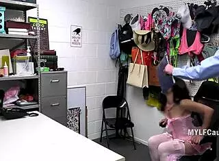 flat chested brunette milf gets wrecked by cop on desk 😈