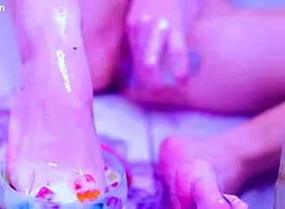 bia roman's sexy feet get messy from deepthroat