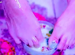 bia roman's sexy feet get messy from deepthroat