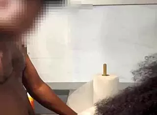 Ebony maid rides boss