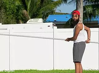 New pool boy rides monster cock lucky day