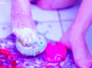 bia roman's sexy feet get messy from deepthroat