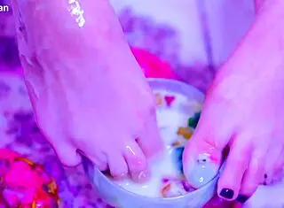 bia roman's sexy feet get messy from deepthroat