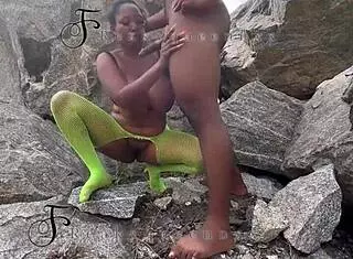 I seduced tourist guard and fucked on rock