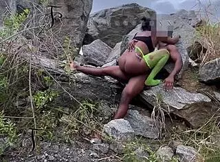 I seduced tourist guard and fucked on rock