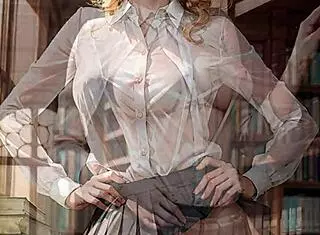 Ai generated blonde librarian flashes pussy in public!