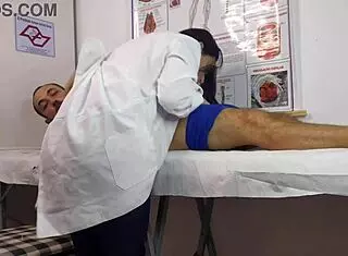 Dick rises in front of cute nurse