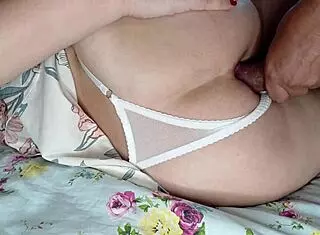 wife loves that morning anal creampie closeup, cum on her ass