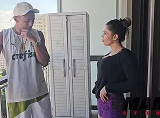 Ela Trains Lifting Cock Outdoors