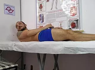 Dick rises in front of cute nurse