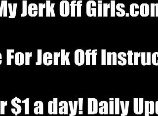 Jerking off on instructions from the dominating mistress next door in POV.