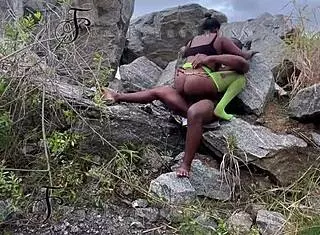 I seduced tourist guard and fucked on rock