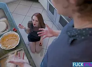 Madi Collins takes big cock in the kitchen