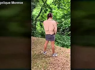 Shemale tranny pees in park with ladydick and crossdressing