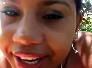 latina teen gives public blowjob outside.