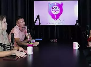 blonde teen in lingerie gets involved in bdsm swingers group sex