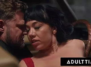 adult time - big titty girl gets pounded in parking lot while her husband watches