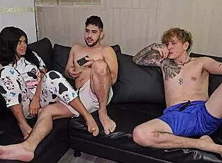 Latina housewife fucks best friend in front of husband, leading to epic threesome