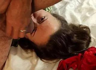 french amateur in satin dress has clothed sex