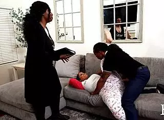 Lyric Sky and Jayla Page Enjoy Big Black Cock Threesome Casually