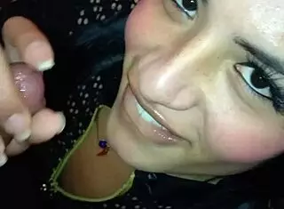 client satisfied with shemale blowjob, recorded naughty face