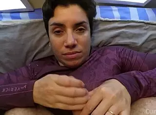 quickie on bed with big cumshot