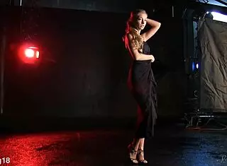 Beautiful Blond Teen Model Poses In Black Dress!