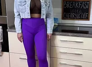 Sexy Breakfast Scene With Beautiful Mature Woman In Glasses And Nylon