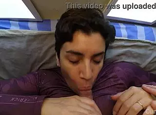 quickie on bed with big cumshot