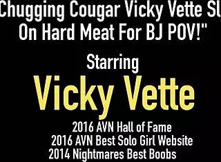 Vicky Vette Chugs Cock with Bold Handjob Facial