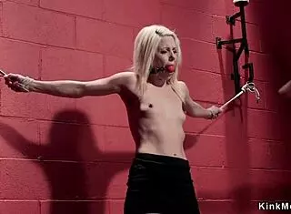 gagged small tits blonde gets anal toyed roughly