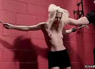 gagged small tits blonde gets anal toyed roughly