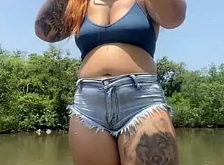fishing in short shorts flashing