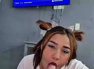 My girlfriend shows her big tits to the camera despite being tired