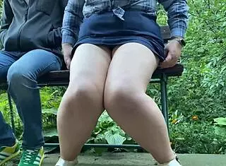 BBW pissing in the park and giving dirty panties to a stranger!