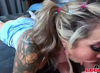 Blonde bitch misty meanor is playing da skin flute with her holes.