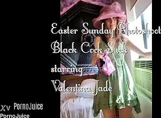 valentina jade sucks black cock during easter sunday photoshoot